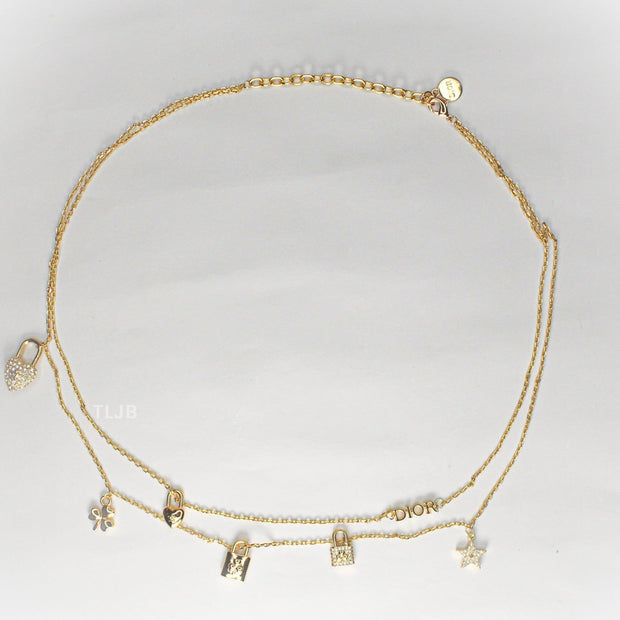 Alphabet D delicate double charmed chain with CZ