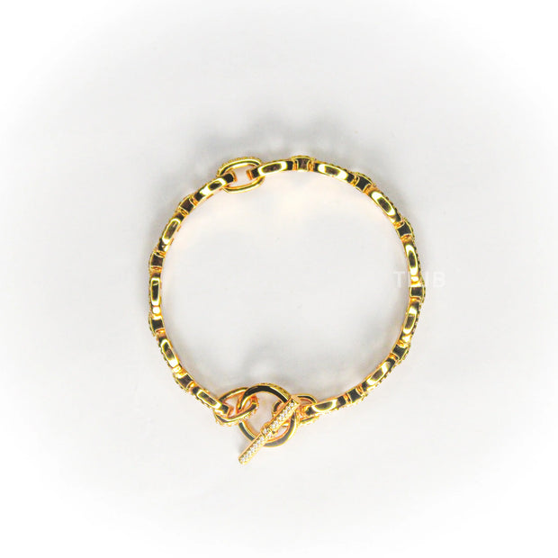 Alphabet H with CZ Gold bracelet