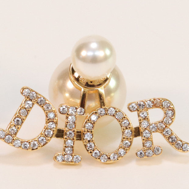 Gold plated alphabet studs in cz and pearl