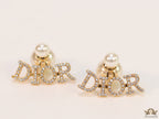 Gold plated alphabet studs in cz and pearl