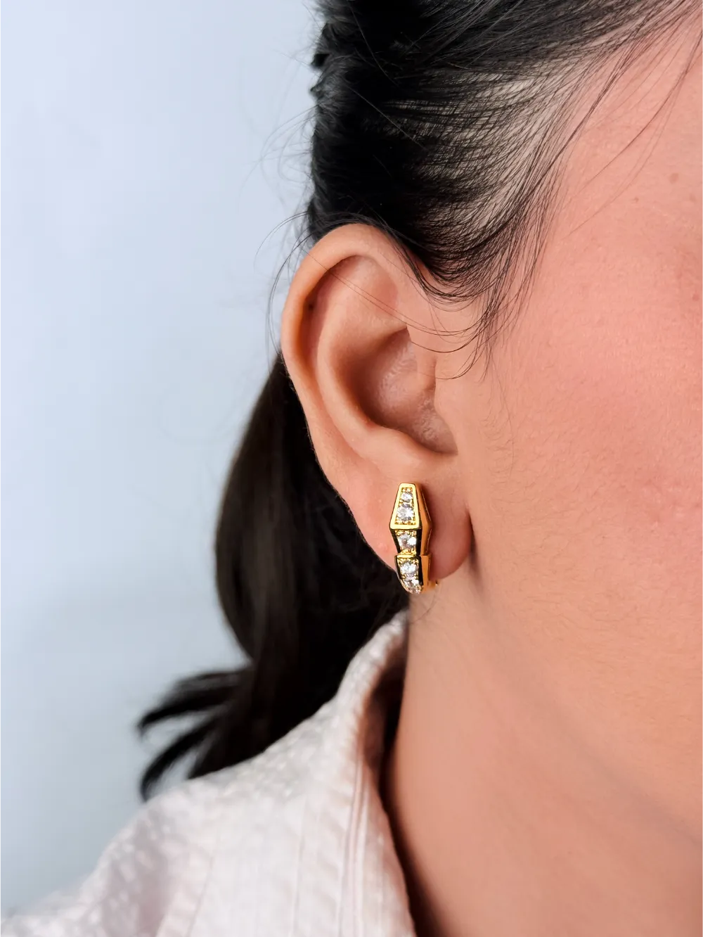 Gold CZ Snake Stud Earrings