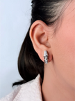 Platinum Plated CZ Snake Hoop Earrings
