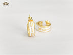 Alphabet D white hoops with gold detaling