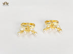 Alphabet C D gold studs with pearl charms
