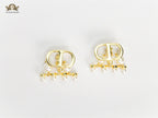Alphabet C D gold studs with pearl charms