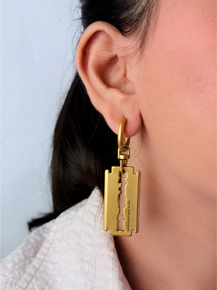 Gold Razor Blade Hoop Earrings