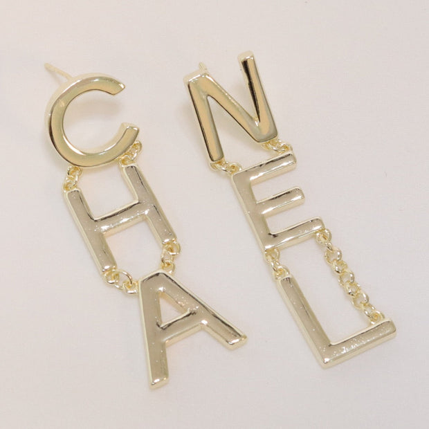 Double C long gold dangles