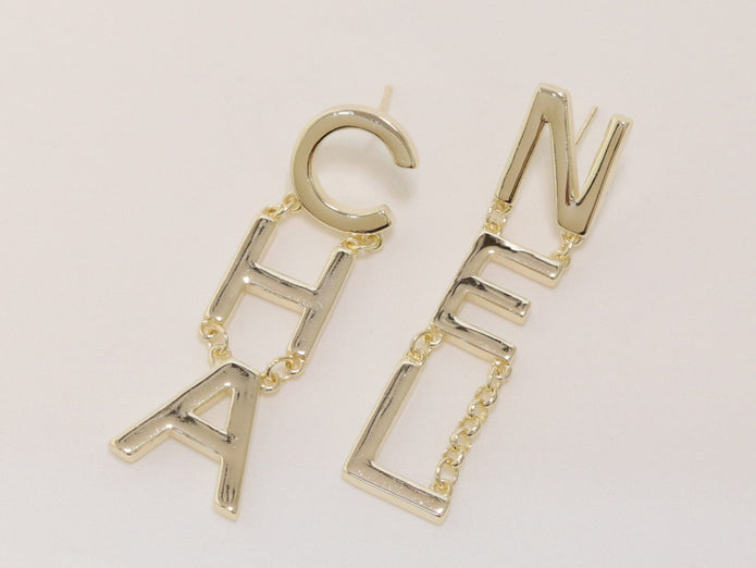 Double C long gold dangles