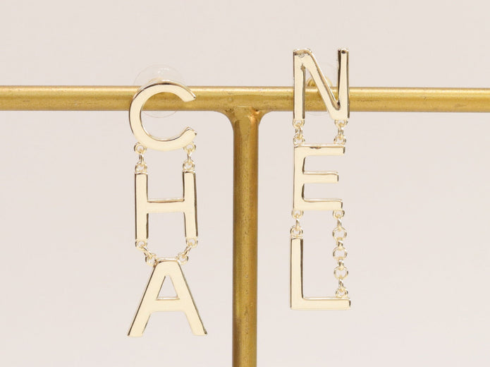 Double C long gold dangles