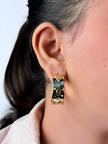 Gold Alphabet CD Textured Hoop Earrings