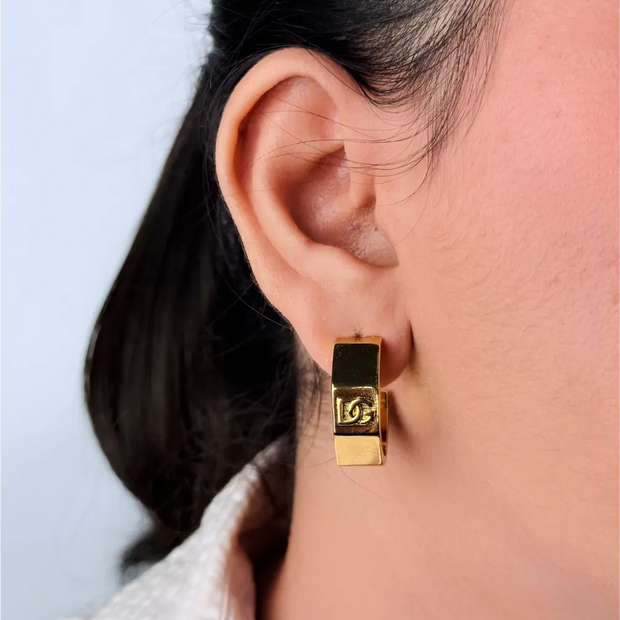 Gold Alphabet DG Hoop Earrings