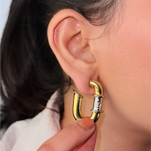 Gold Alphabet VL Hoop Earrings
