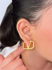 Gold Alphabet V Stud Earrings