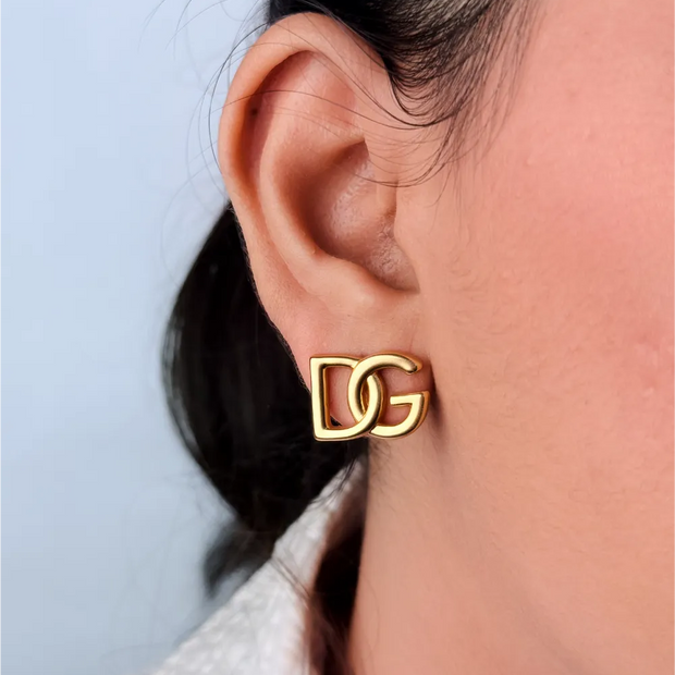 Gold Alphabet DG Stud Earrings