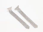Alphabet P long dangles in platinum finish in cz