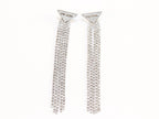 Alphabet P long dangles in platinum finish in cz