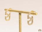 Golden cz alphabet studs with letter V