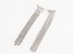 Alphabet P long dangles in platinum finish in cz