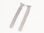 Alphabet P long dangles in platinum finish in cz