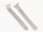 Alphabet P long dangles in platinum finish in cz