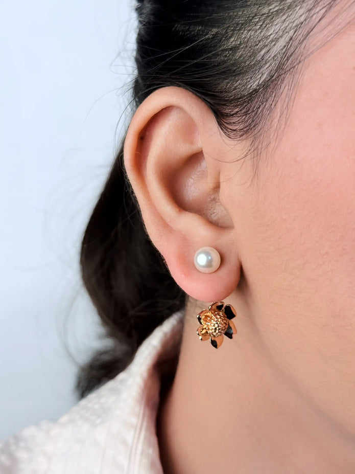 Floral CD rose gold bomber studs