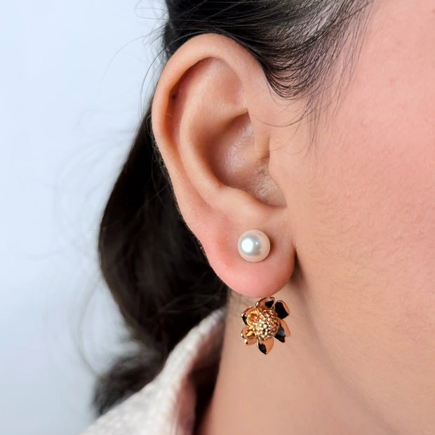 Floral CD rose gold bomber studs