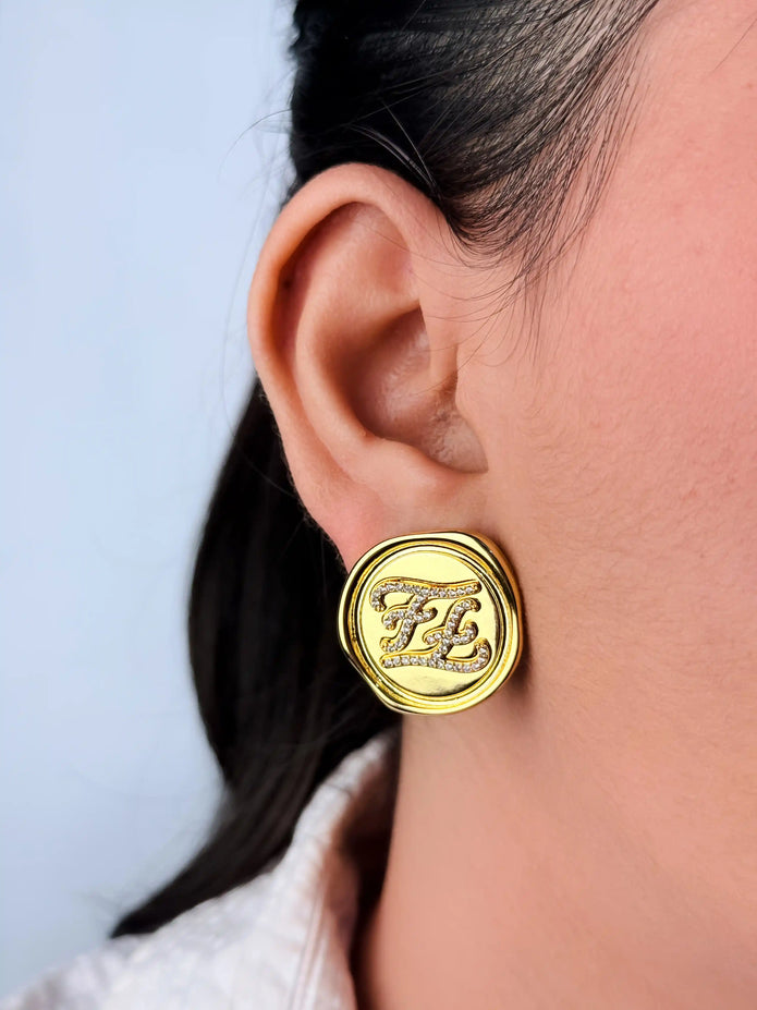 Double F studs with CZ