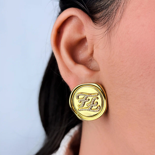 Double F studs with CZ