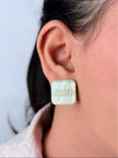 Green enamel and pearl earrings