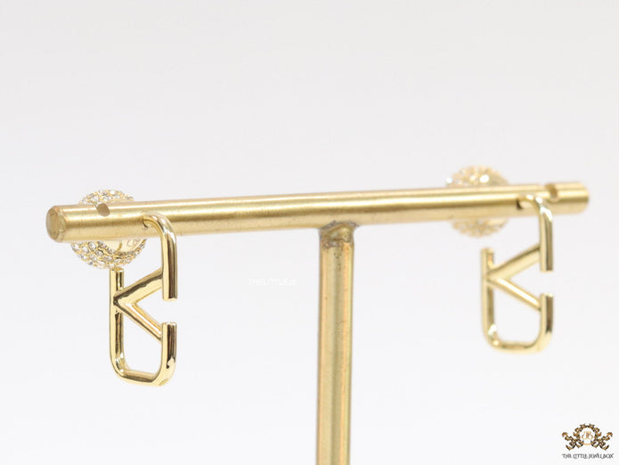 Golden alphabet V studs with cz ball