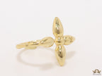 Open flower ring in golden finish