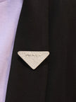 Alphabet P triangle CZ brooch in platinum finish