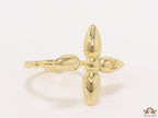 Open flower ring in golden finish