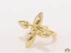 Open flower ring in golden finish