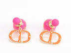 Pink and Orange alphabet CD stud in gold finish