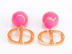 Pink and Orange alphabet CD stud in gold finish