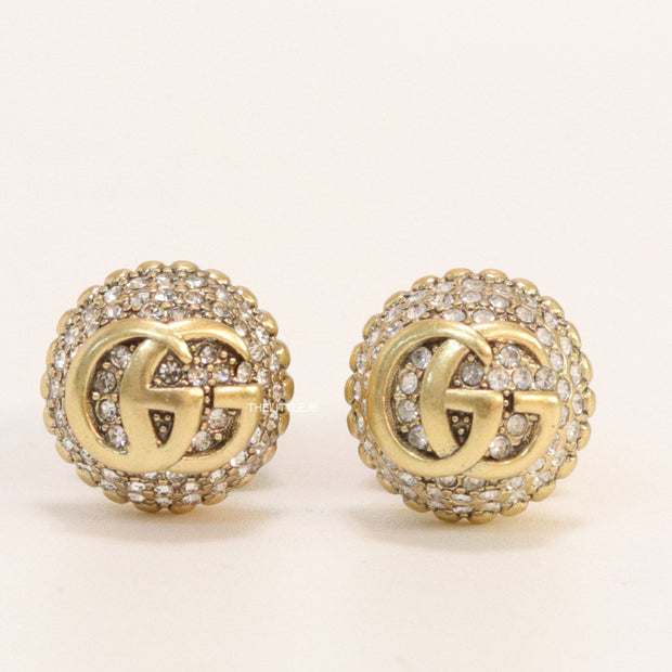 Gold plated cz softy shape studs with twin G motif