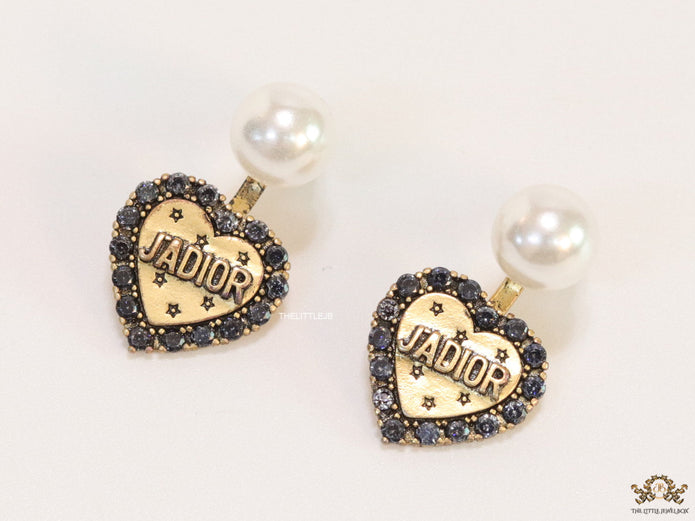 Pearl tops with alphabet inscribed cz and golden heart drops