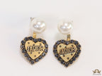 Pearl tops with alphabet inscribed cz and golden heart drops