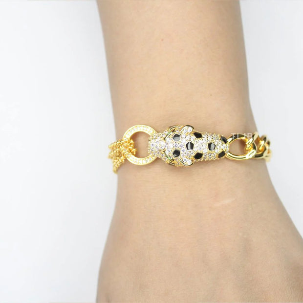Panther CZ Chunky gold toned bracelet