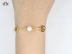 Alphabet T chain pearl studded bracelet