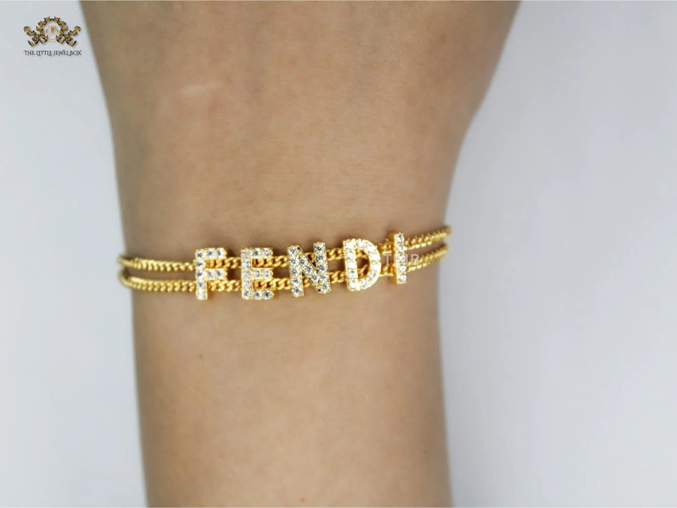 Alphabet F studded charm bracelet