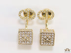 Golden cz tops with alphabet inscribed cz cube drops