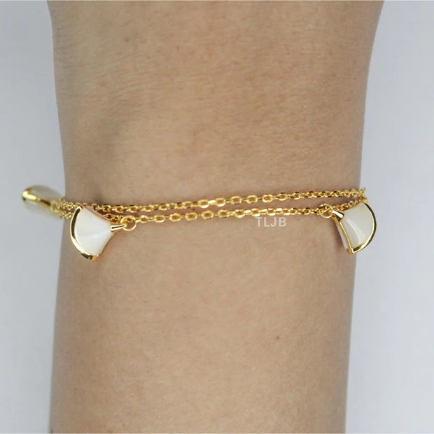 Alphabet Bvl minimal celestial charms bracelet MOP white