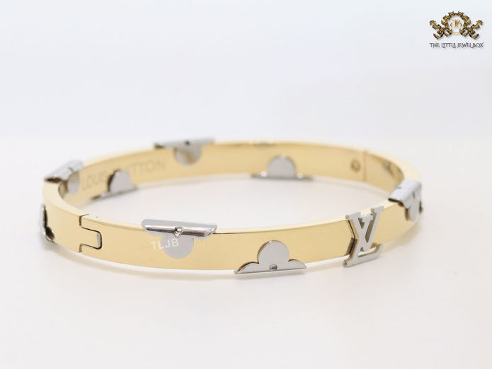 Alphabet L- platinum and gold bracelet