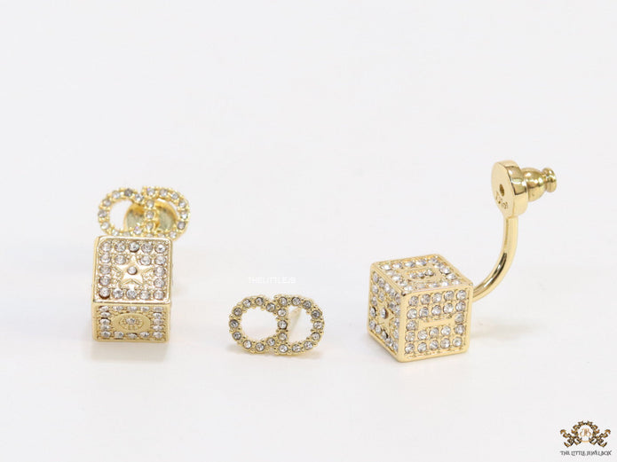 Golden cz tops with alphabet inscribed cz cube drops