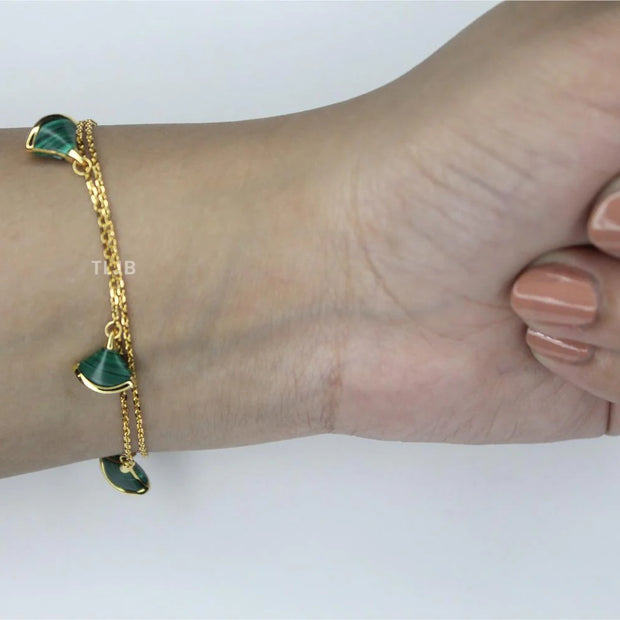 Alphabet Bvl minimal celestial charms bracelet green malachite
