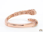 Top open serpentine black enamel bracelet with rose gold plating and cubic zirconia stones