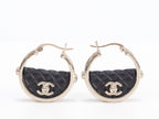 Double C black hoops in pale gold finish