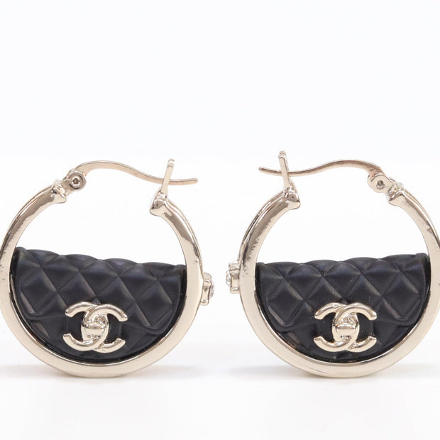 Double C black hoops in pale gold finish